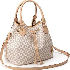 Elegant Women's Drawstring Bucket Purse - Versatile Hobo Tote with Pockets